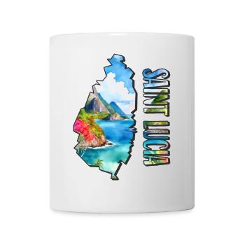 Watercolor Map of Saint Lucia - Mug - white - Front