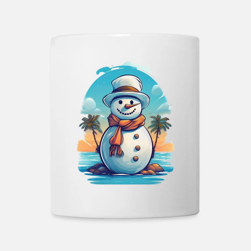 Ein Schneemann am Strand - Tasse - Weiß