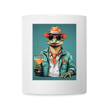 Cool alligator with cocktail - Mug - white - Front