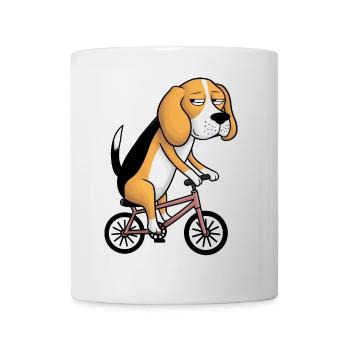 Drôle beagle chien sur le vélo fantaisiste drôle - Mug blanc - blanc - Devant