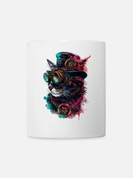 Cyberpunk Katze - Tasse - Weiß