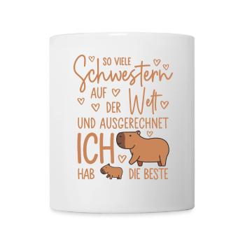 So viele Schwestern Capybara Geschwister Geschenk - Tasse - Weiß - Vorne