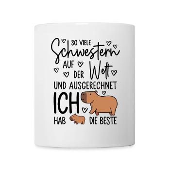 So viele Schwestern Capybara Geschwister Geschenk - Tasse - Weiß - Vorne