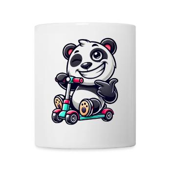Panda Roller Scooter Dessin animé Cool - Mug blanc - blanc - Devant