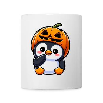 Halloween Pingouin Citrouille Chapeau Tête - Mug blanc - blanc - Devant