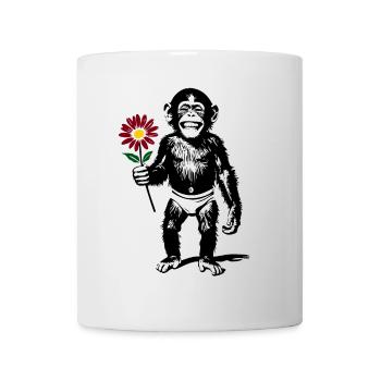 Affe mit Blume Valentinsgeschenk - Tasse - Weiß - Vorne