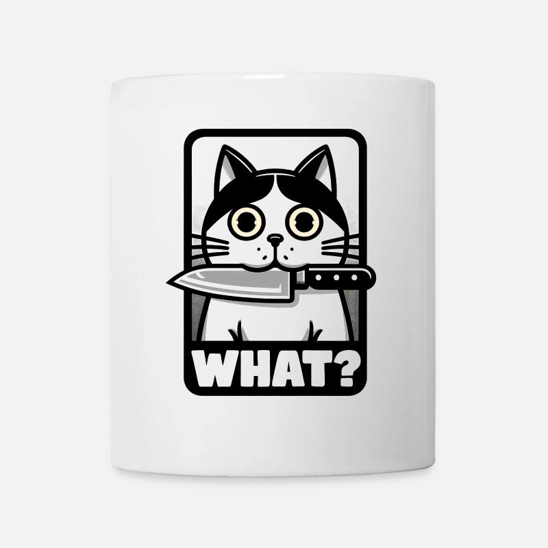 QUOI? UN CHAT AVEC UN COUTEAU - Mug blanc - blanc