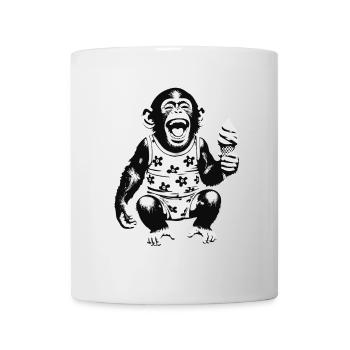 Singe rieur avec de la glace - Mug blanc - blanc - Devant