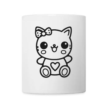 Kawaii kitten with heart - Mug - white - Front