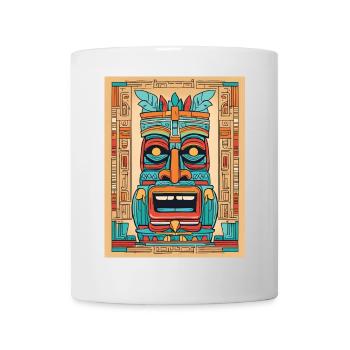 Masque Tiki coloré - Mug blanc - blanc - Devant
