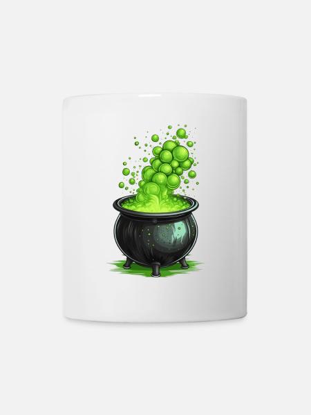 Chaudron de sorcière avec potion magique verte - Mug blanc - blanc