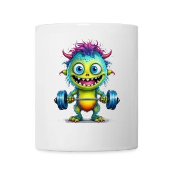 Ein niedliches Monster mit einer Hantel - Tasse - Weiß - Vorne