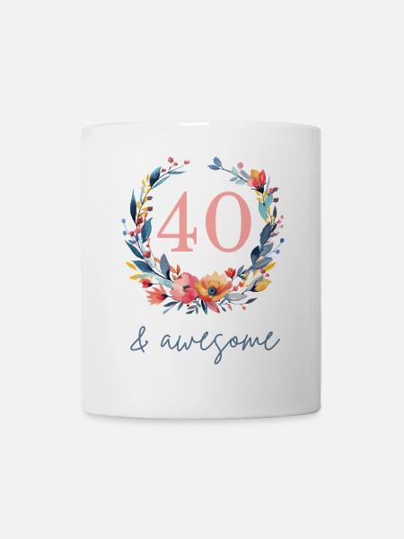 40 & awesome! personalisierbar - Kop/krus - hvid