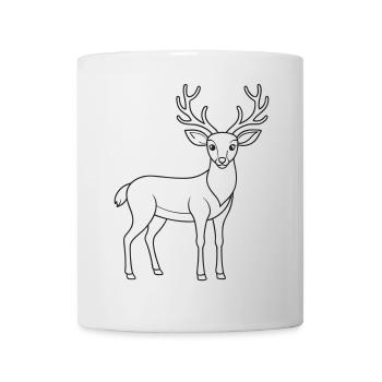 Dessin élégant au trait de cerf pour les thèmes de la nature - Mug blanc - blanc - Devant