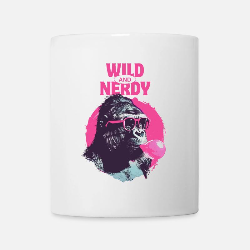 Gorilla mit Sonnenbrille und Kaugummi Pink - Tasse - Weiß