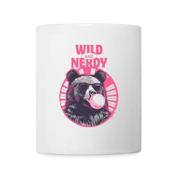 Bear with pink chewing gum and sunglasses - Mug - white - Front