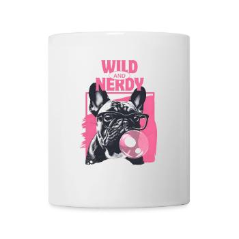 Bouledogue français avec lunettes et chewing-gum - Mug blanc - blanc - Devant