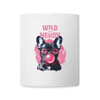 Bouledogue français avec lunettes et chewing-gum - Mug blanc - blanc - Devant