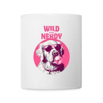 Labrador avec lunettes de soleil et chewing-gum rose - Mug blanc - blanc - Devant