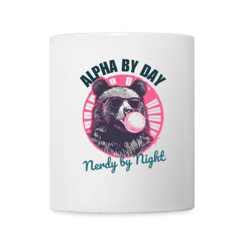 Bear with pink chewing gum and sunglasses - Mug - white - Front