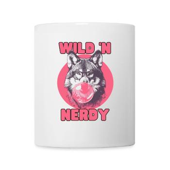 Wolf mit Kaugummi und Brille - Tasse - Weiß - Vorne