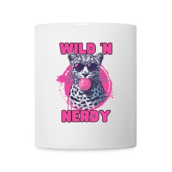 Leopard with sunglasses and pink bubblegum - Mug - white - Front