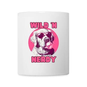 Labrador avec lunettes de soleil et chewing-gum rose - Mug blanc - blanc - Devant
