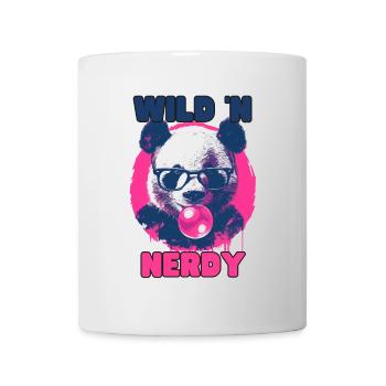 Panda mit Brille und pinkem Kaugummi - Tasse - Weiß - Vorne