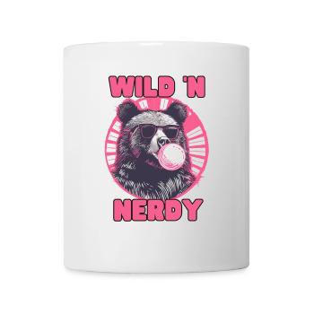 Bear with pink chewing gum and sunglasses - Mug - white - Front