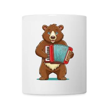 Un ours jouant de l’accordéon - Mug blanc - blanc - Devant