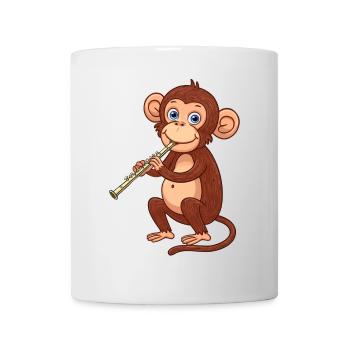 Un singe jouant de la flûte traversière - Mug blanc - blanc - Devant