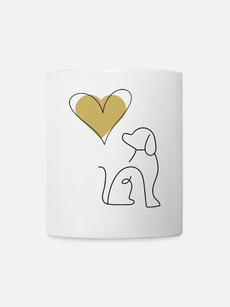 Goldenes Linienherz Handzeichnung - Tasse - Weiß