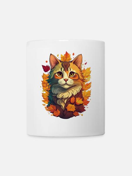 Chat en automne - Mug blanc - blanc