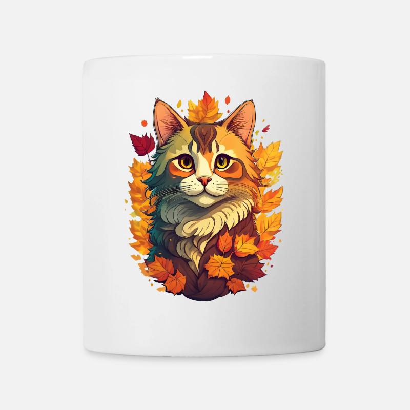Chat en automne - Mug blanc - blanc