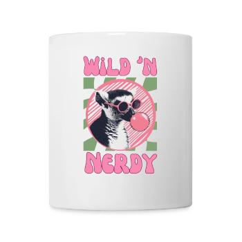 Lémurien avec lunettes de soleil et chewing-gum rose - Mug blanc - blanc - Devant