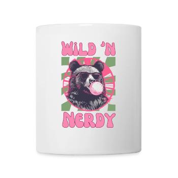 Bear with pink chewing gum and sunglasses - Mug - white - Front