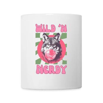Wolf mit Kaugummi und Brille - Tasse - Weiß - Vorne