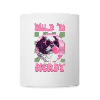Shi Tzu with sunglasses and pink bubblegum - Mug - white - Front