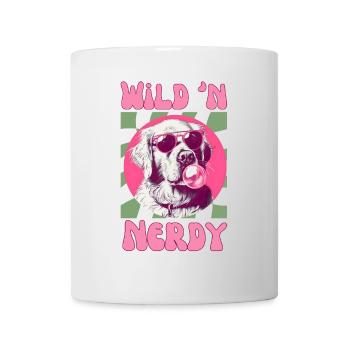Labrador avec lunettes de soleil et chewing-gum rose - Mug blanc - blanc - Devant