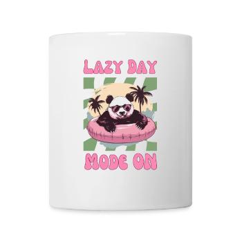 Panda mit Sonnenbrille im pinken Schwimmreifen - Tasse - Weiß - Vorne