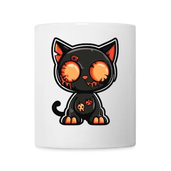 Katze Halloween Lustig Comic - Tasse - Weiß - Vorne