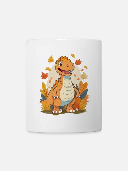 Ein Dinosaurier im Herbst - Tasse - Weiß