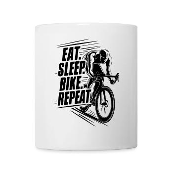 Cycliste en action Silhouette, manger dormir vélo répéter - Mug blanc - blanc - Devant