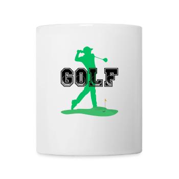 Stilvolles Golf T-Shirt Swing Silhouette Golfer Geschenk - Tasse - Weiß - Vorne