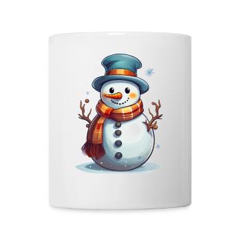 Schneemann im Winter – Cartoon Illustration - Tasse - Weiß - Vorne