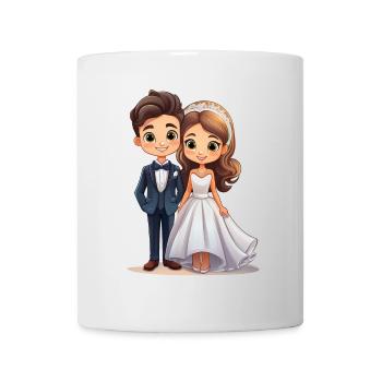 Bride and groom before the wedding - Mug - white - Front