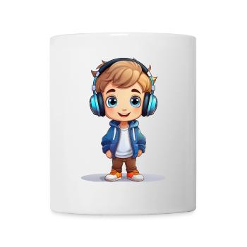 Écouter de la musique avec des écouteurs – illustration - Mug blanc - blanc - Devant