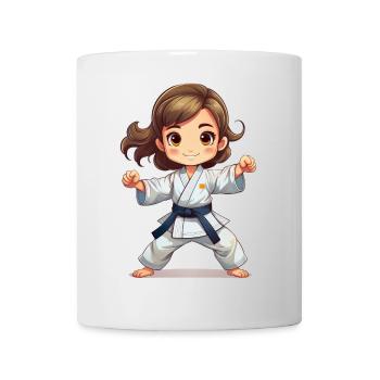 Mädchen, das Karate oder Judo macht - Tasse - Weiß - Vorne