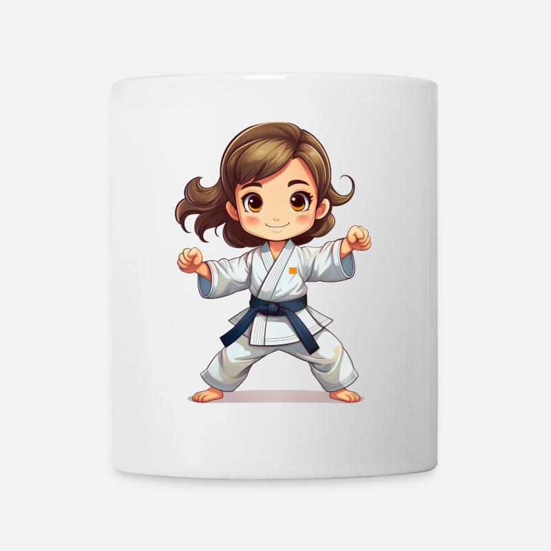 Mädchen, das Karate oder Judo macht - Tasse - Weiß
