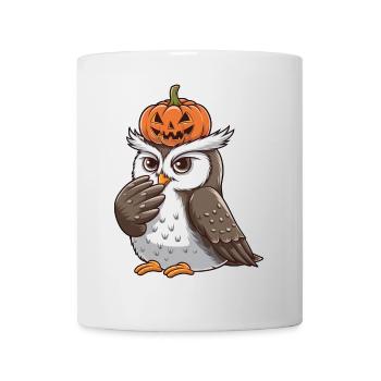 Mignon harfang des neiges Halloween citrouille dessin animé - Mug blanc - blanc - Devant